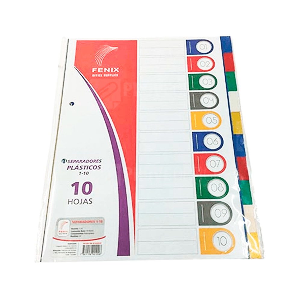 SEPARADOR PLASTICO MULTICOLOR FENIX